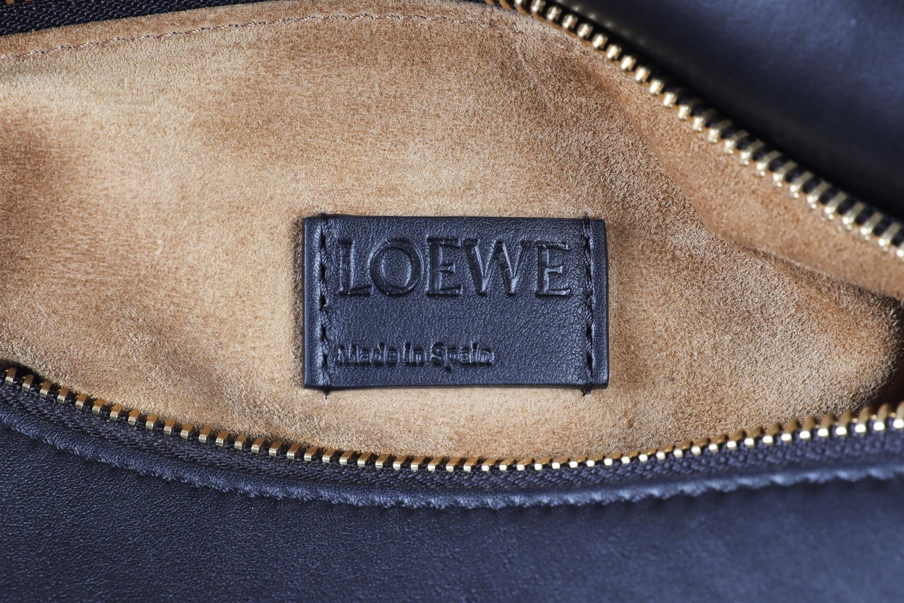 LOEWE BLACK PUZZLE SMALL LEATHER TOTE BAG
