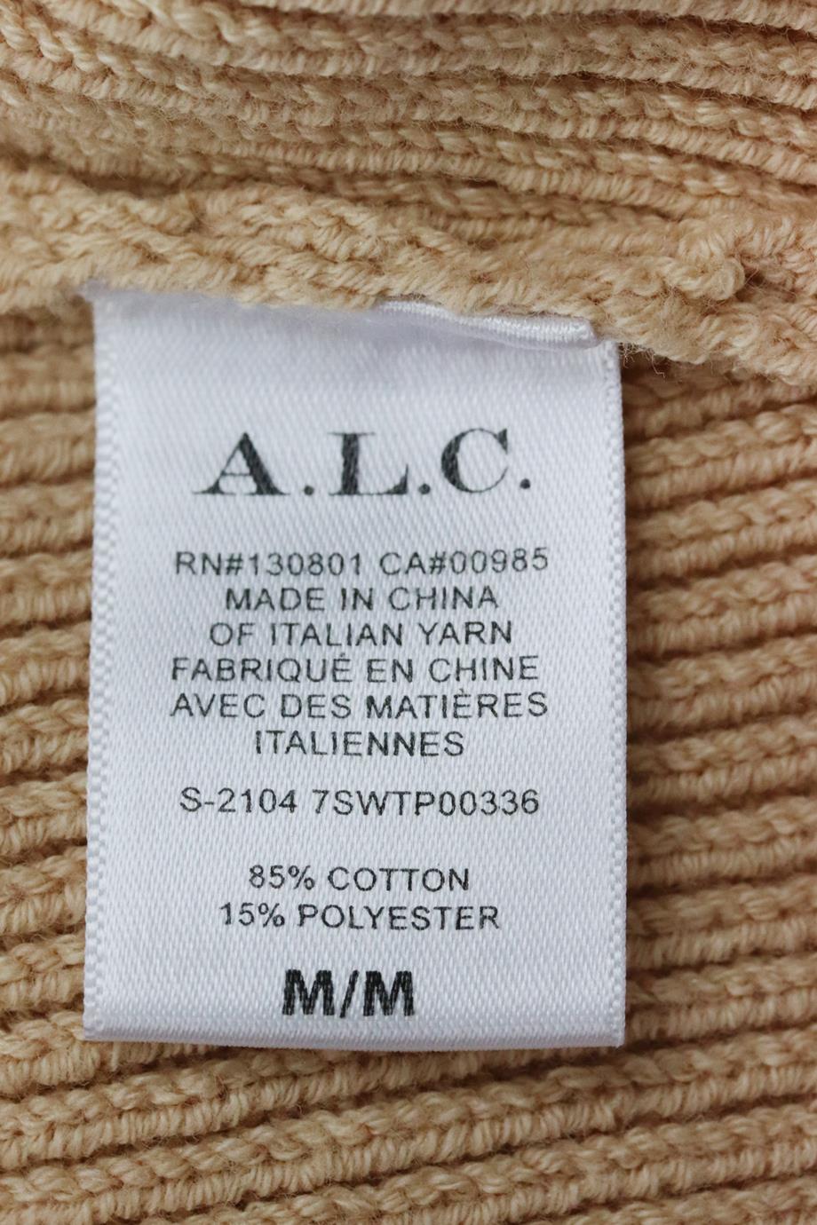 A.L.C. CROPPED RIBBED COTTON BLEND TOP MEDIUM