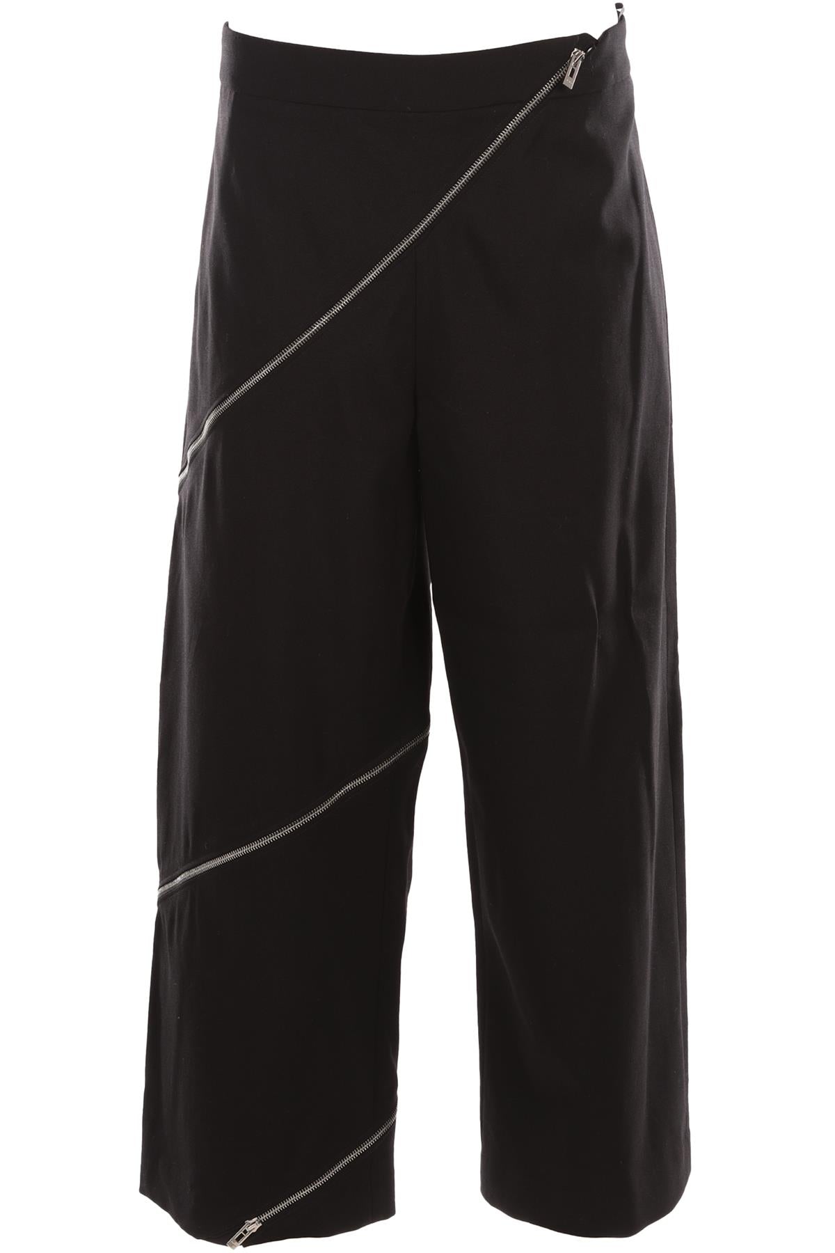 ALAÏA BLACK WOOL WIDE LEG PANTS FR 42 UK 14