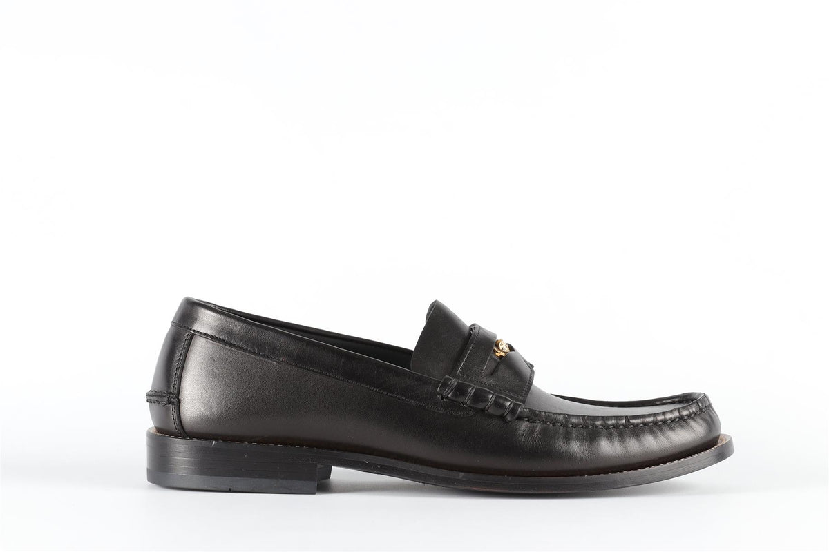 VERSACE BLACK MEN'S MEDUSA LEATHER LOAFERS EU 41 UK 7 US 8