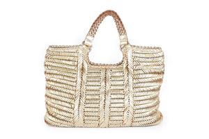 ANYA HINDMARCH GOLD LEATHER TOTE BAG