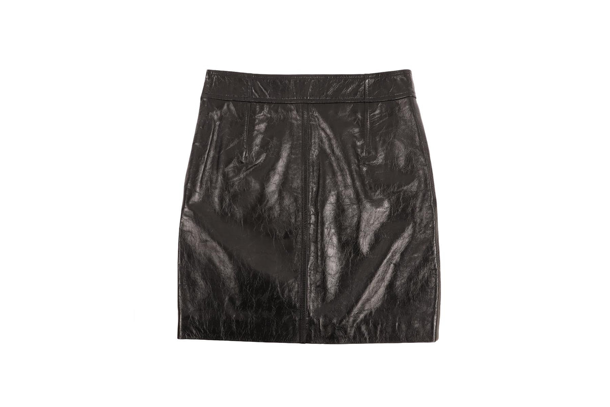 GIVENCHY BLACK LEATHER MINI SKIRT FR 34 UK 6