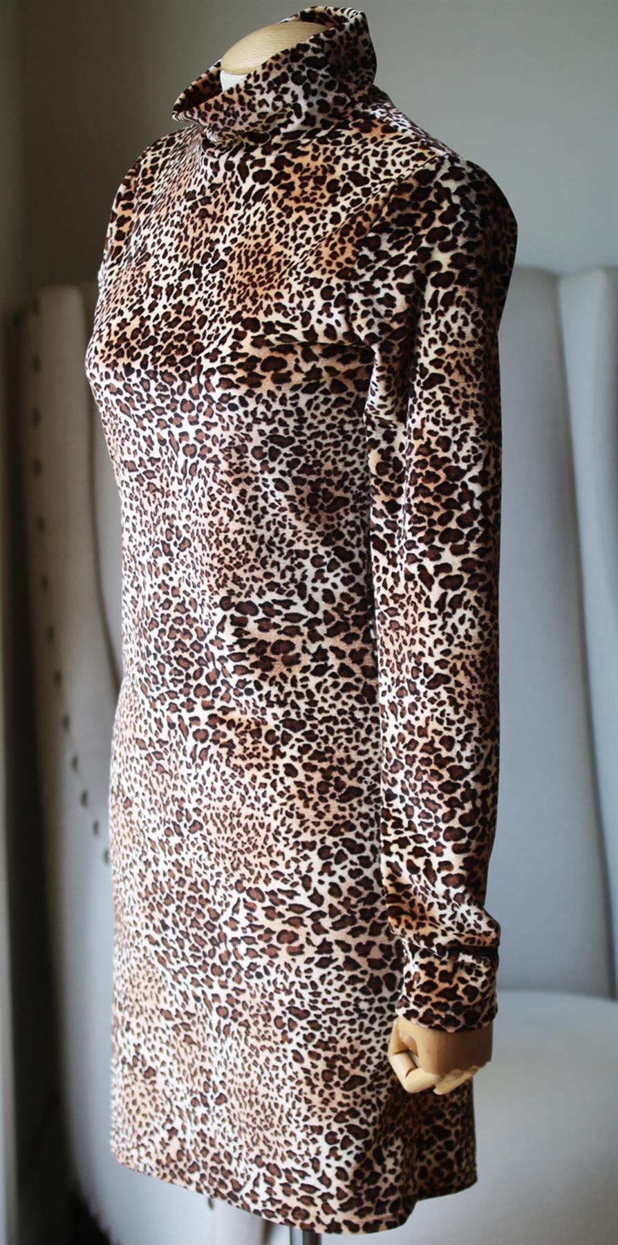 SPRWMN LEOPARD PRINT VELVET MINI DRESS LARGE