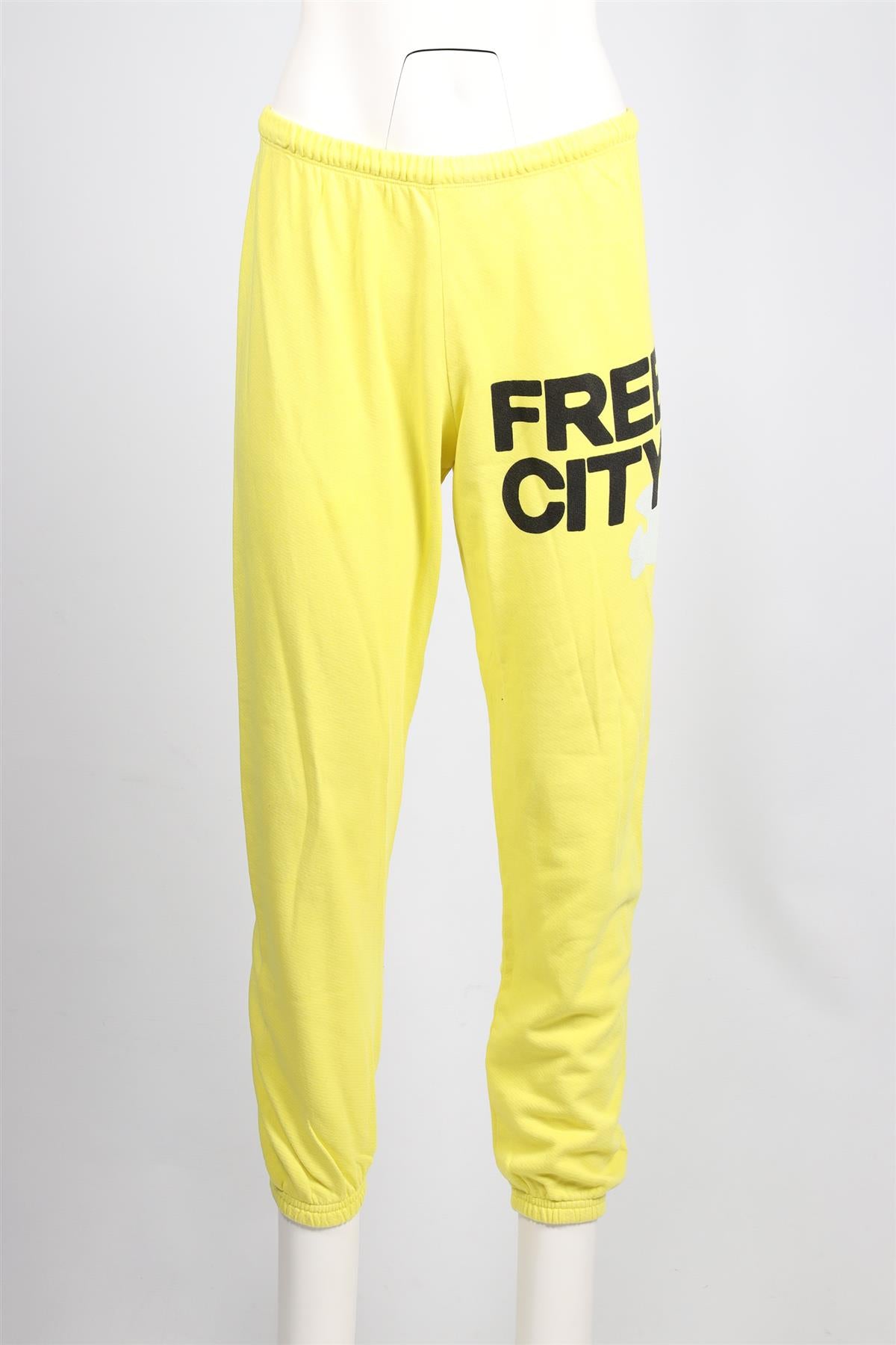 FREE CITY YELLOW COTTON TRACK PANTS SMALL