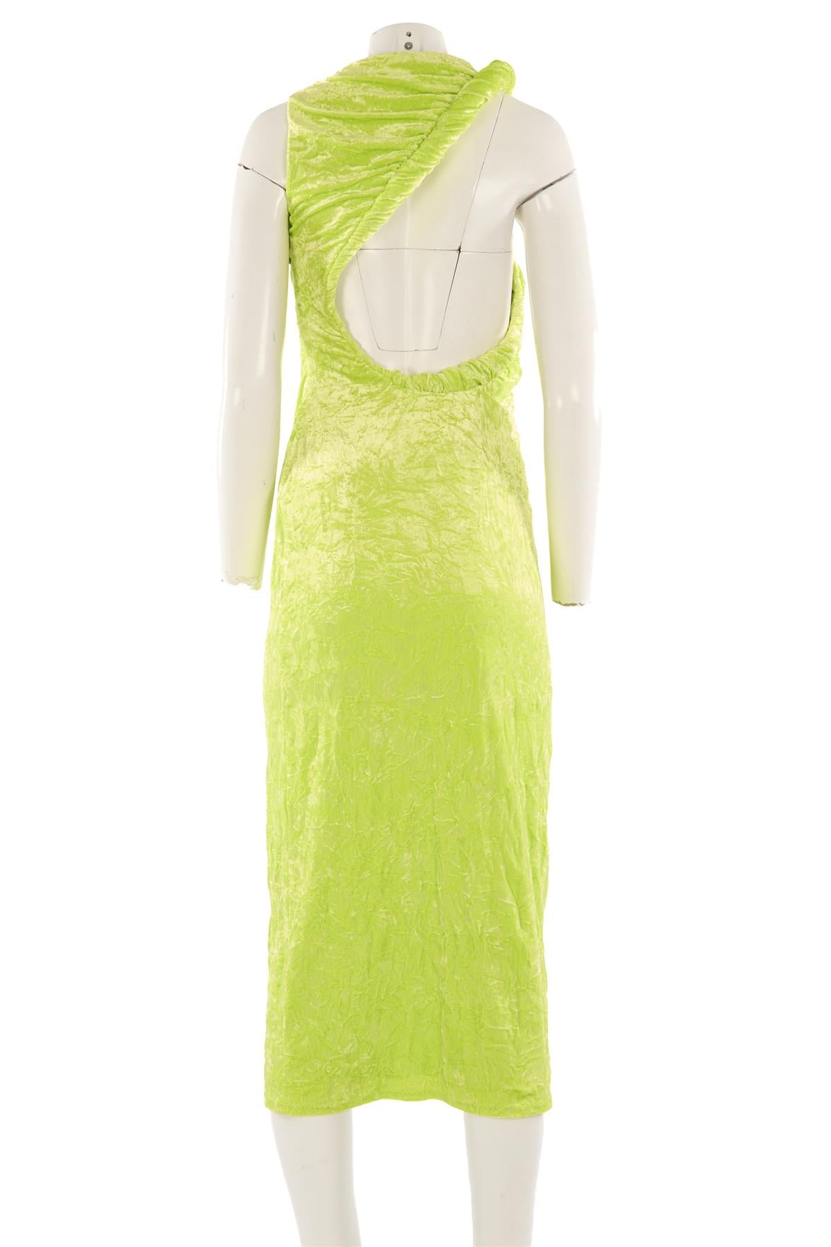VERSACE GREEN VELVET MIDI DRESS IT 42 UK 10