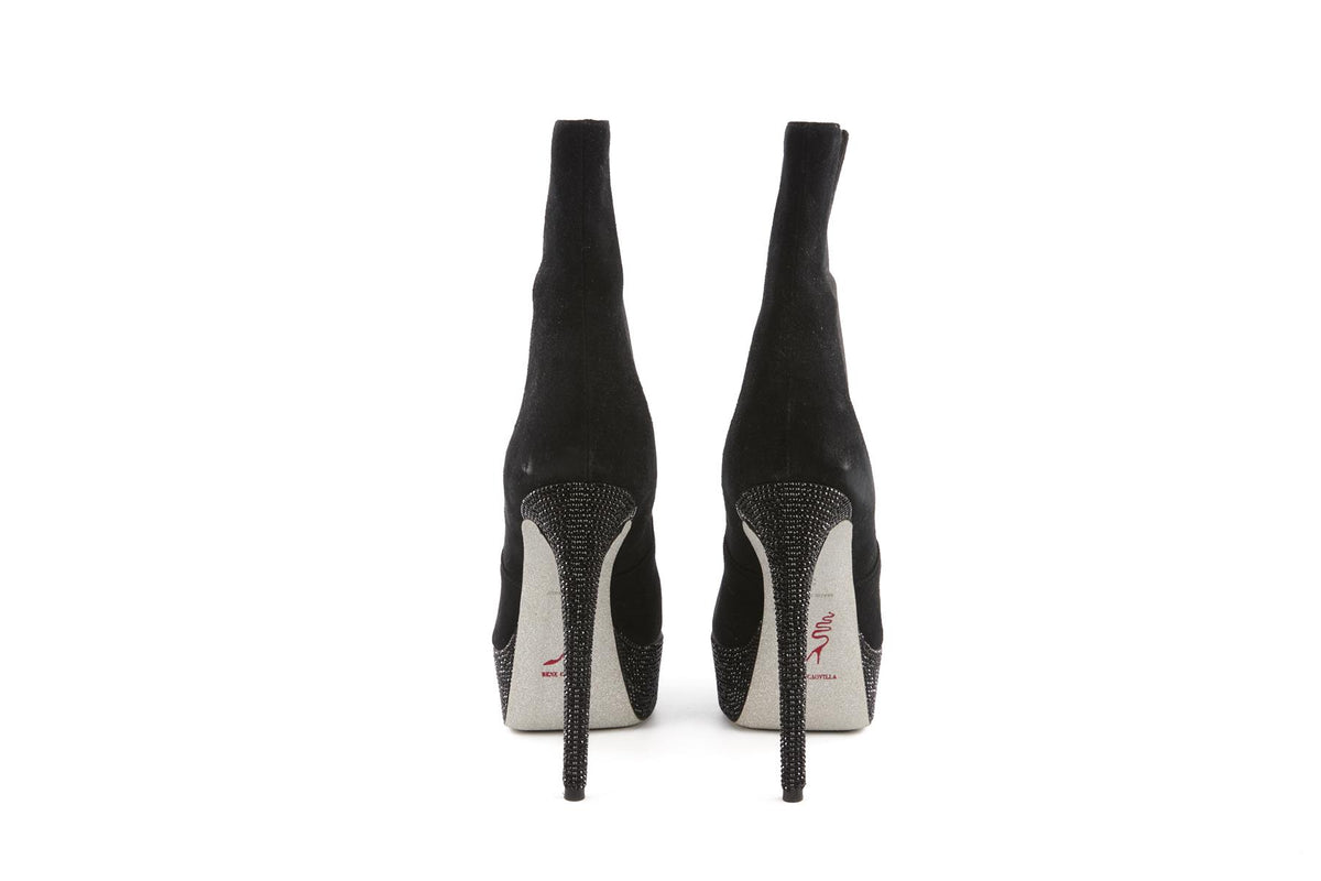 RENÉ CAOVILLA BLACK SUEDE ANKLE BOOTS EU 39 UK 6 US 9