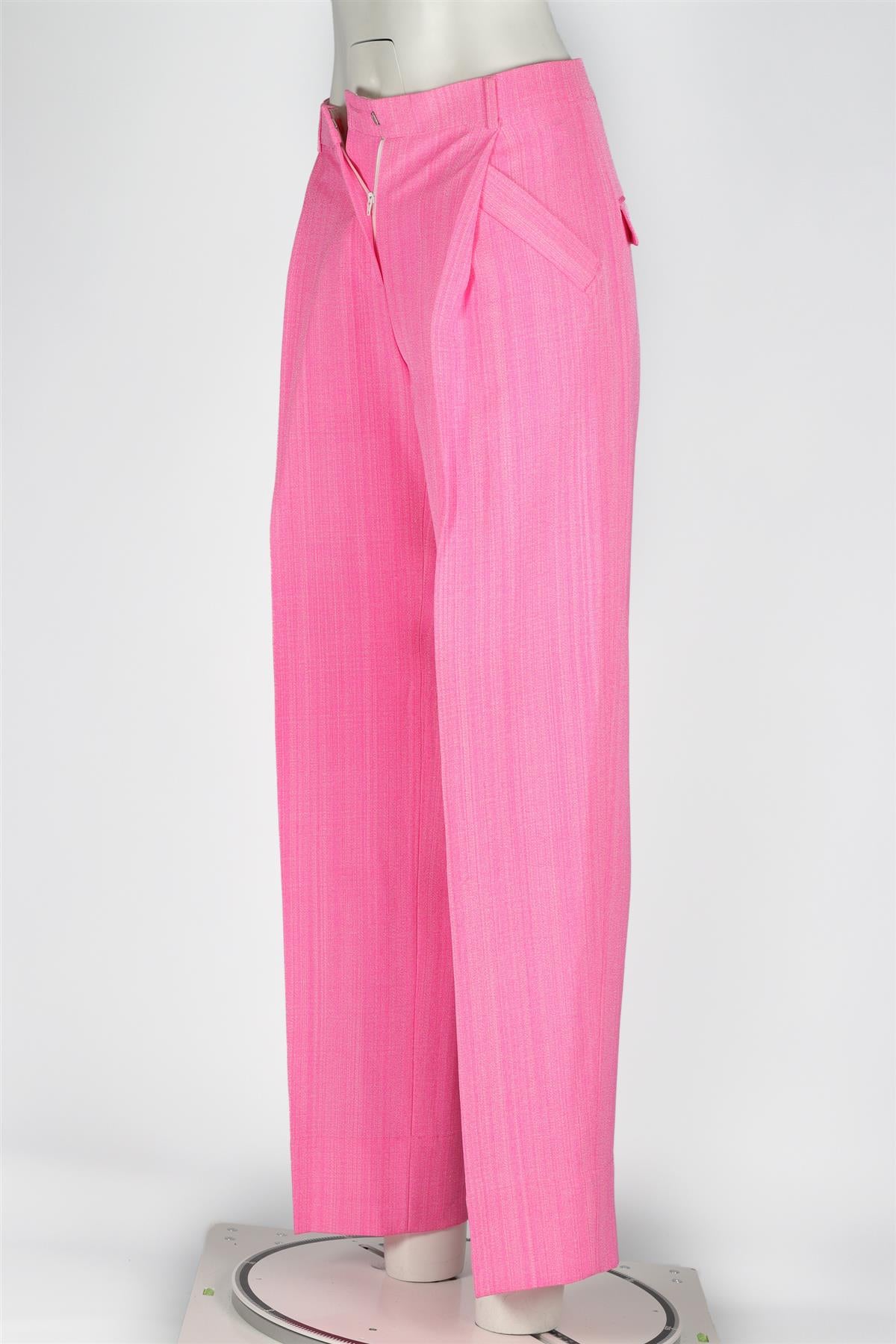 JACQUEMUS PINK WOVEN STRAIGHT LEG PANTS FR 34 UK 6