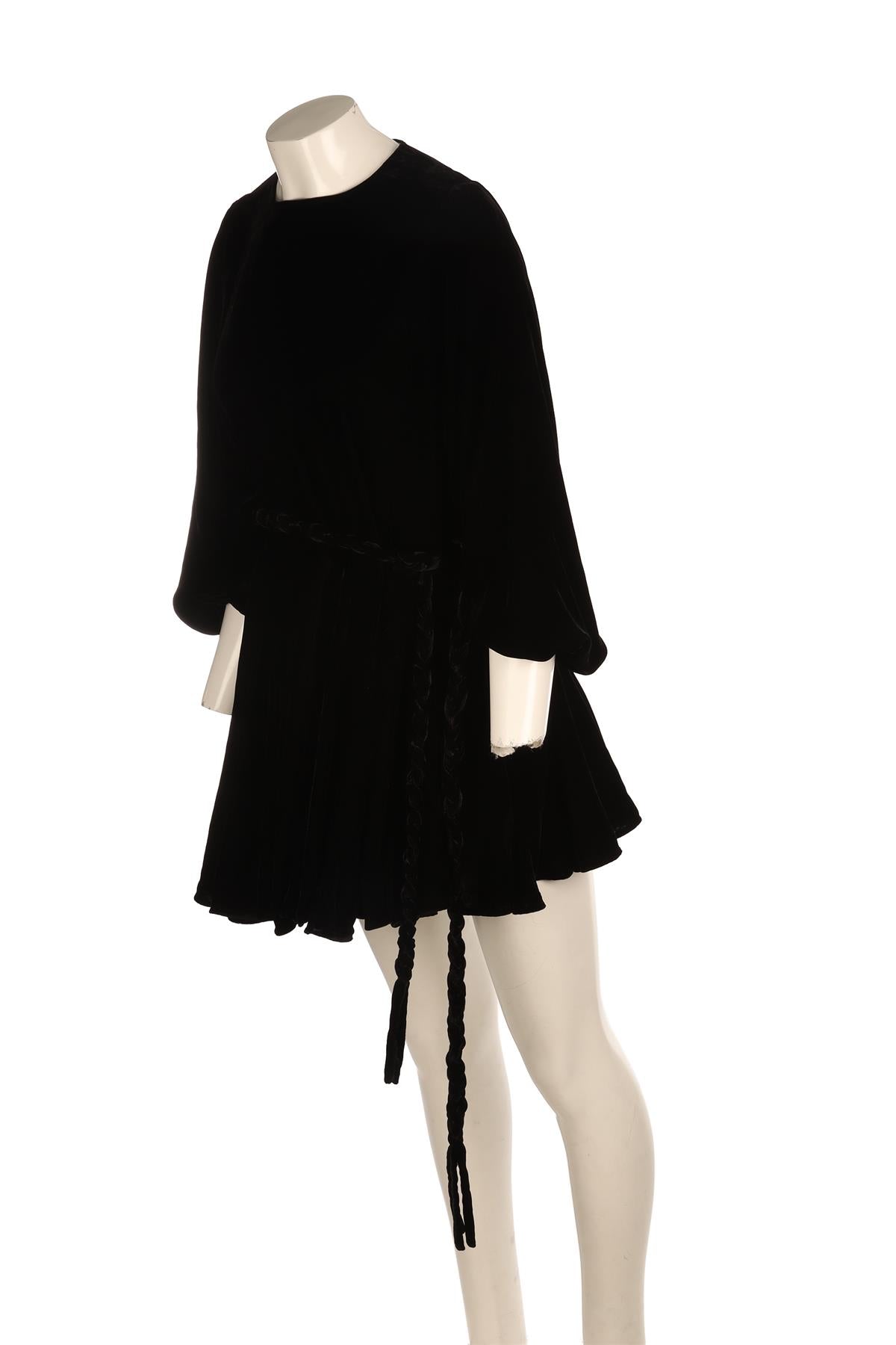 RHODE BLACK VELVET MINI DRESS SMALL