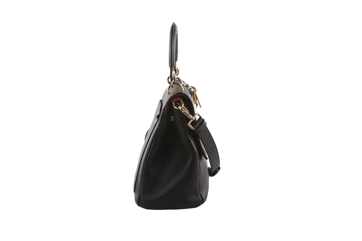 CHRISTIAN DIOR BLACK BE DIOR FLAP MEDIUM LEATHER TOTE BAG