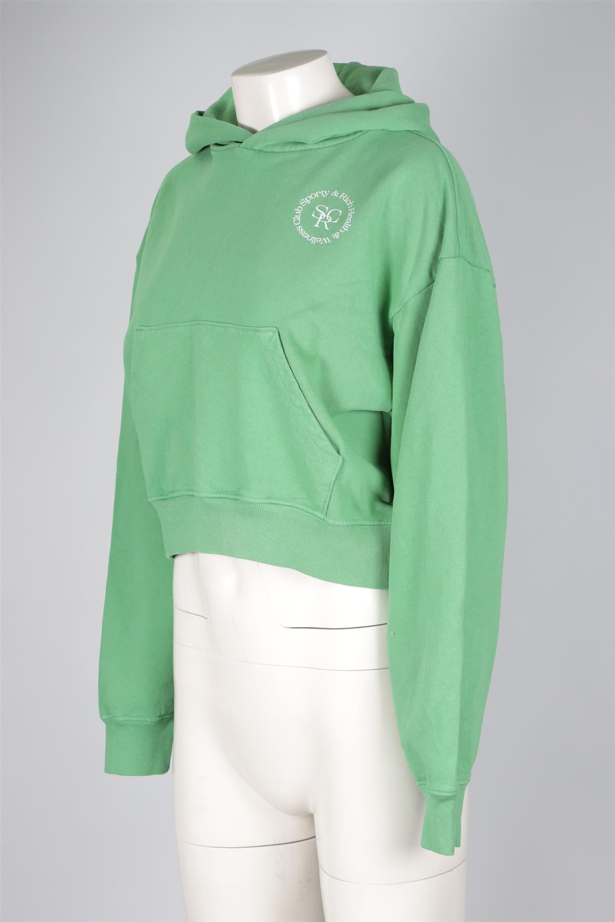 SPORTY & RICH GREEN COTTON HOODIE SMALL