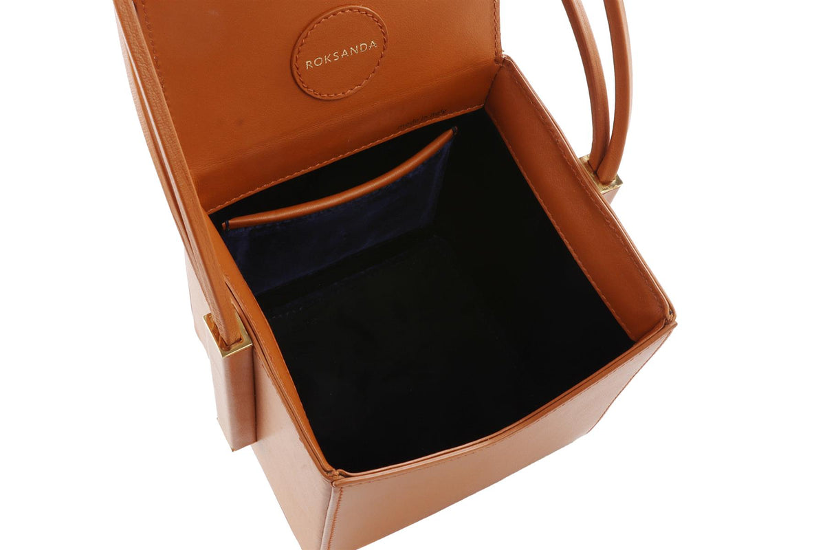 ROKSANDA TAN BOX LEATHER CLUTCH