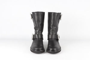 ROGER VIVIER BLACK CRYSTAL AND LEATHER BOOTS EU 40 UK 7 US 10