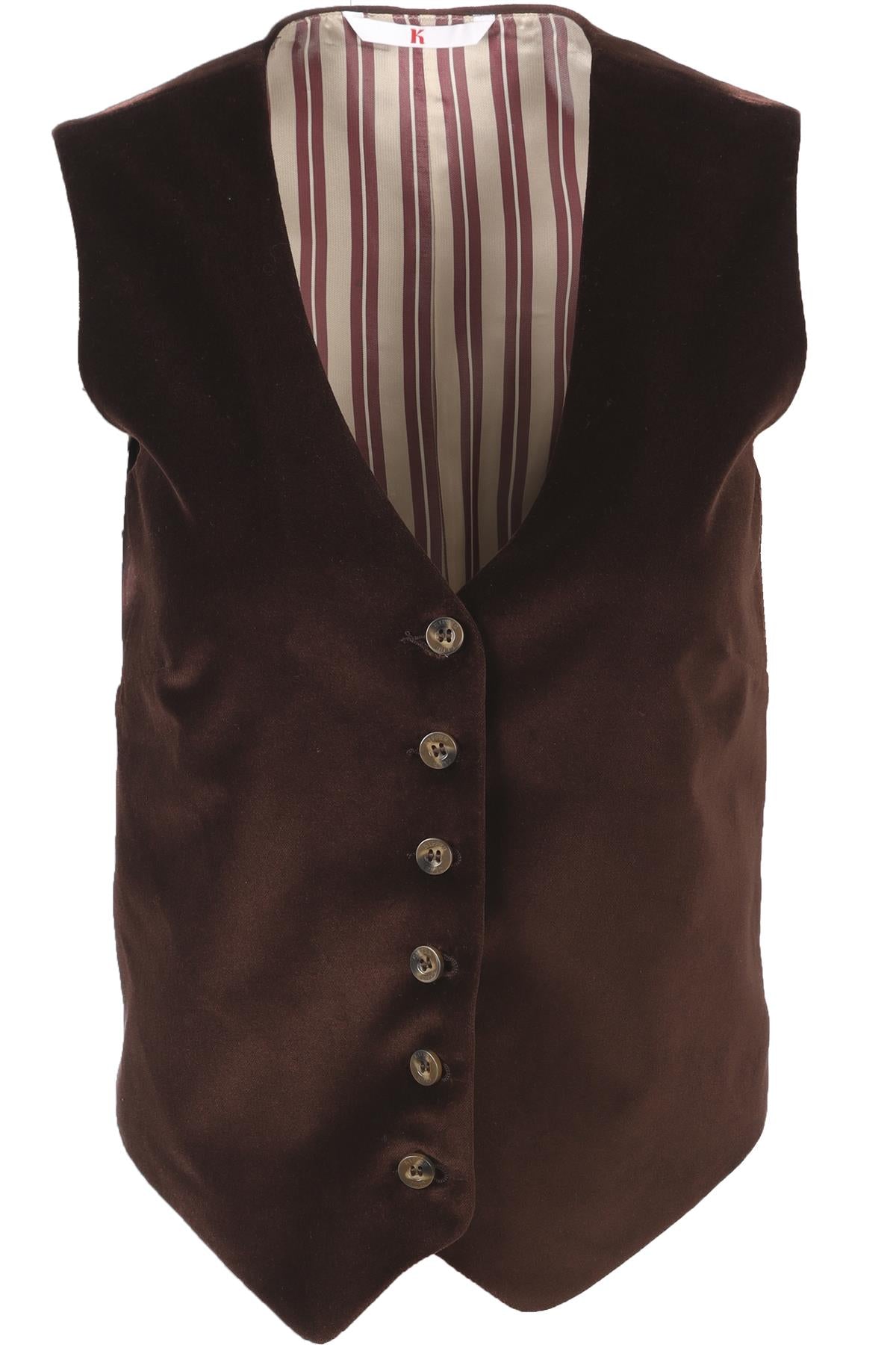 KIPPER BROWN VELVET WAISTCOAT UK 8