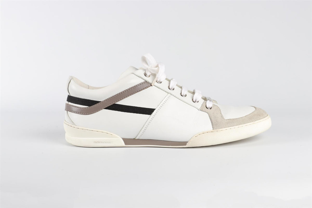 CHRISTIAN DIOR WHITE MEN'S B18 LEATHER SNEAKERS EU 41 UK 7 US 8