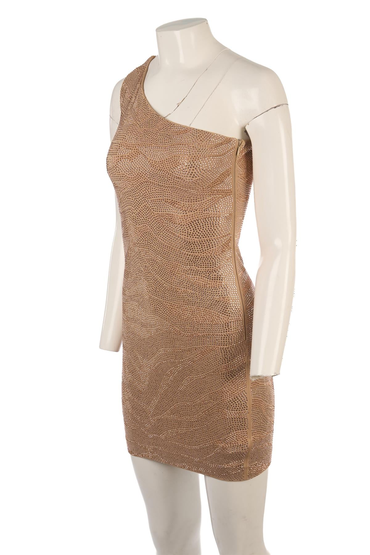 BALMAIN GOLD CRYSTAL MINI DRESS FR 36 UK 8