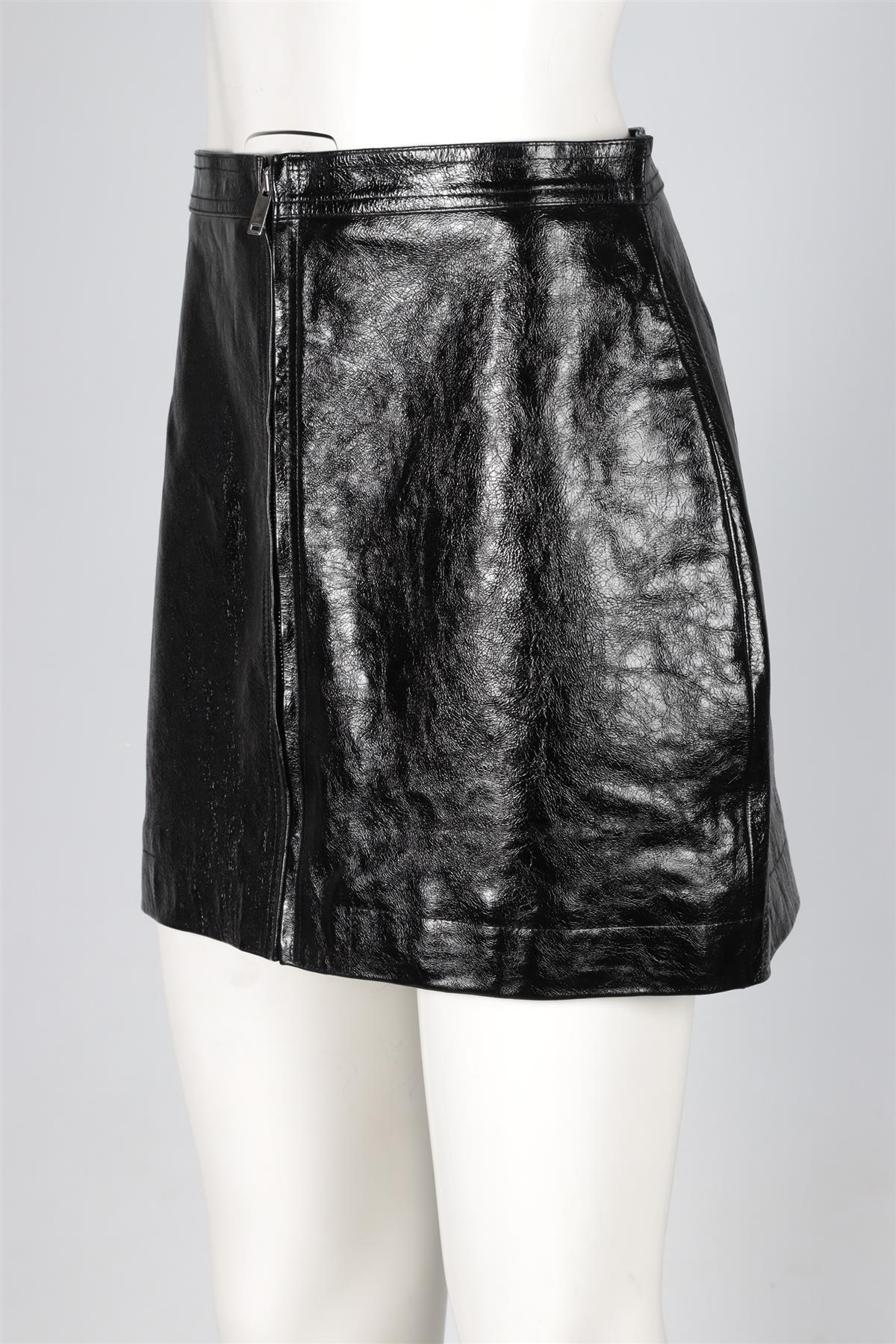 VALENTINO BLACK LEATHER MINI SKIRT IT 40 UK 8
