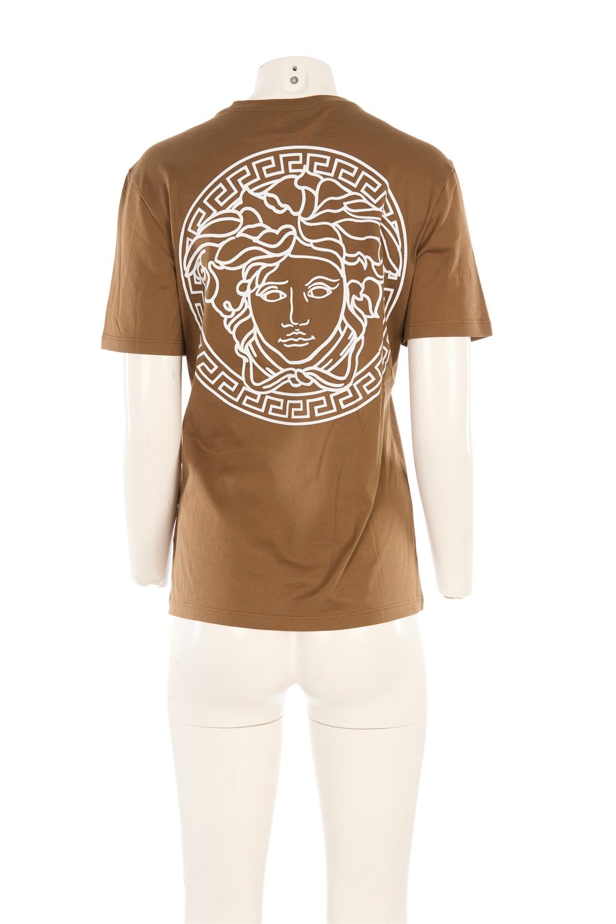 VERSACE KHAKI COTTON T-SHIRT IT 40 UK 8
