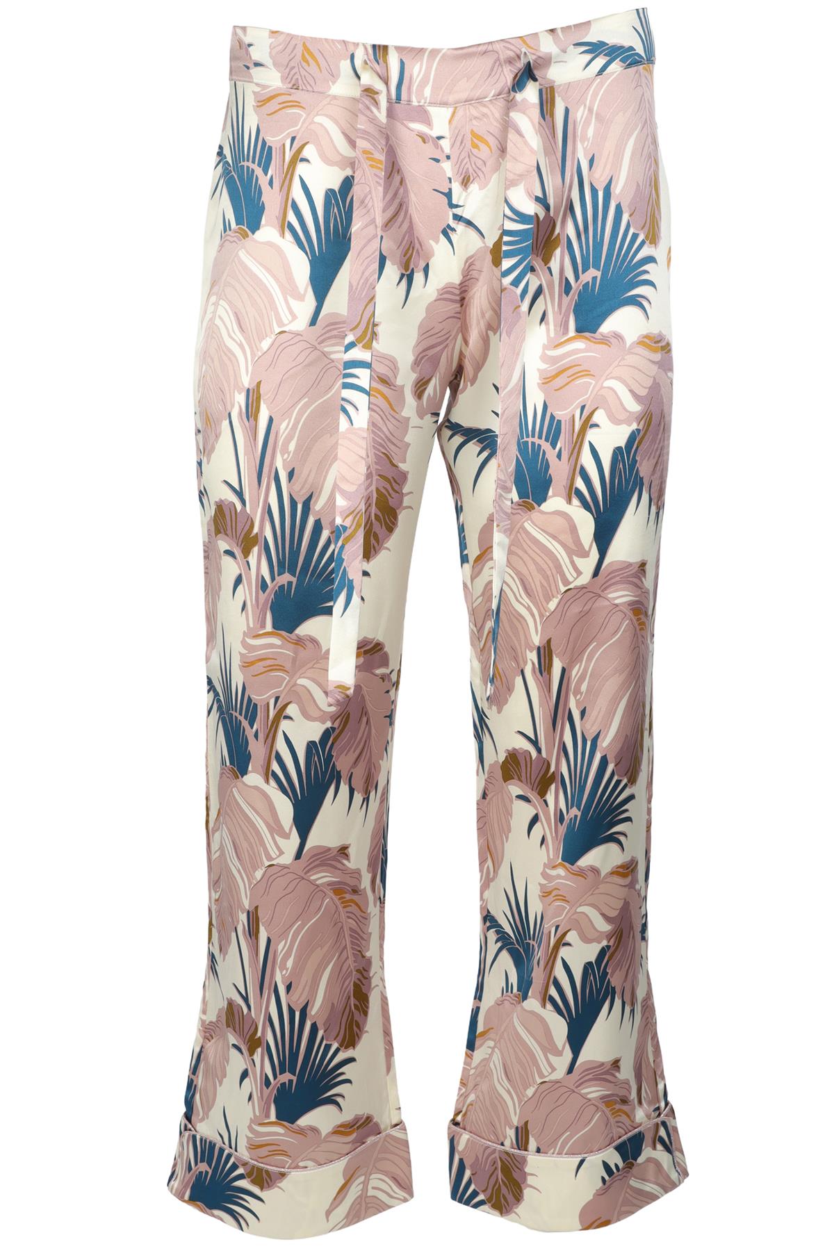 OLIVIA VON HALLE MULTI SILK STRAIGHT LEG PANTS UK 8