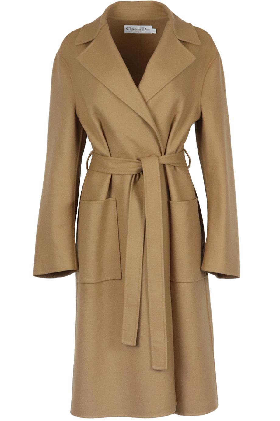 CHRISTIAN DIOR BELTED WOOL BLEND COAT FR 44 UK 16