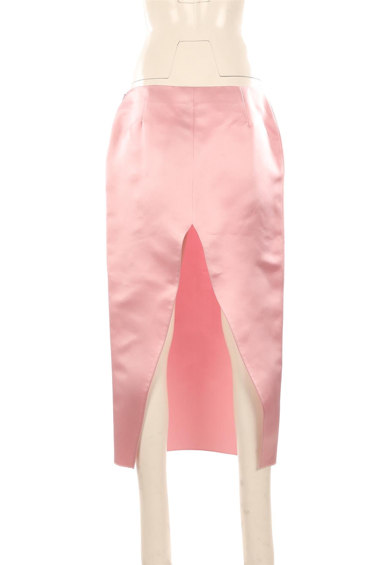 PINK SATIN MAXI SKIRT