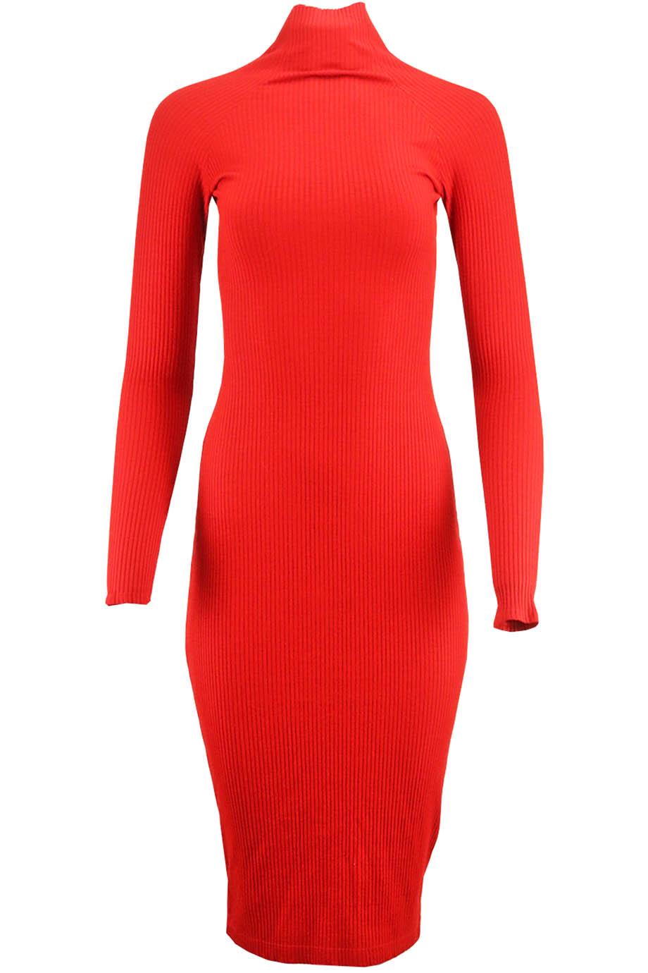 ENZA COSTA CUTOUT RIBBED KNIT MIDI DRESS SMALL