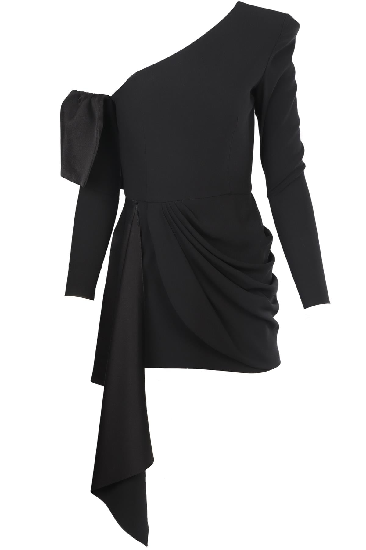 ALEX PERRY BLACK SATIN MINI DRESS UK 6