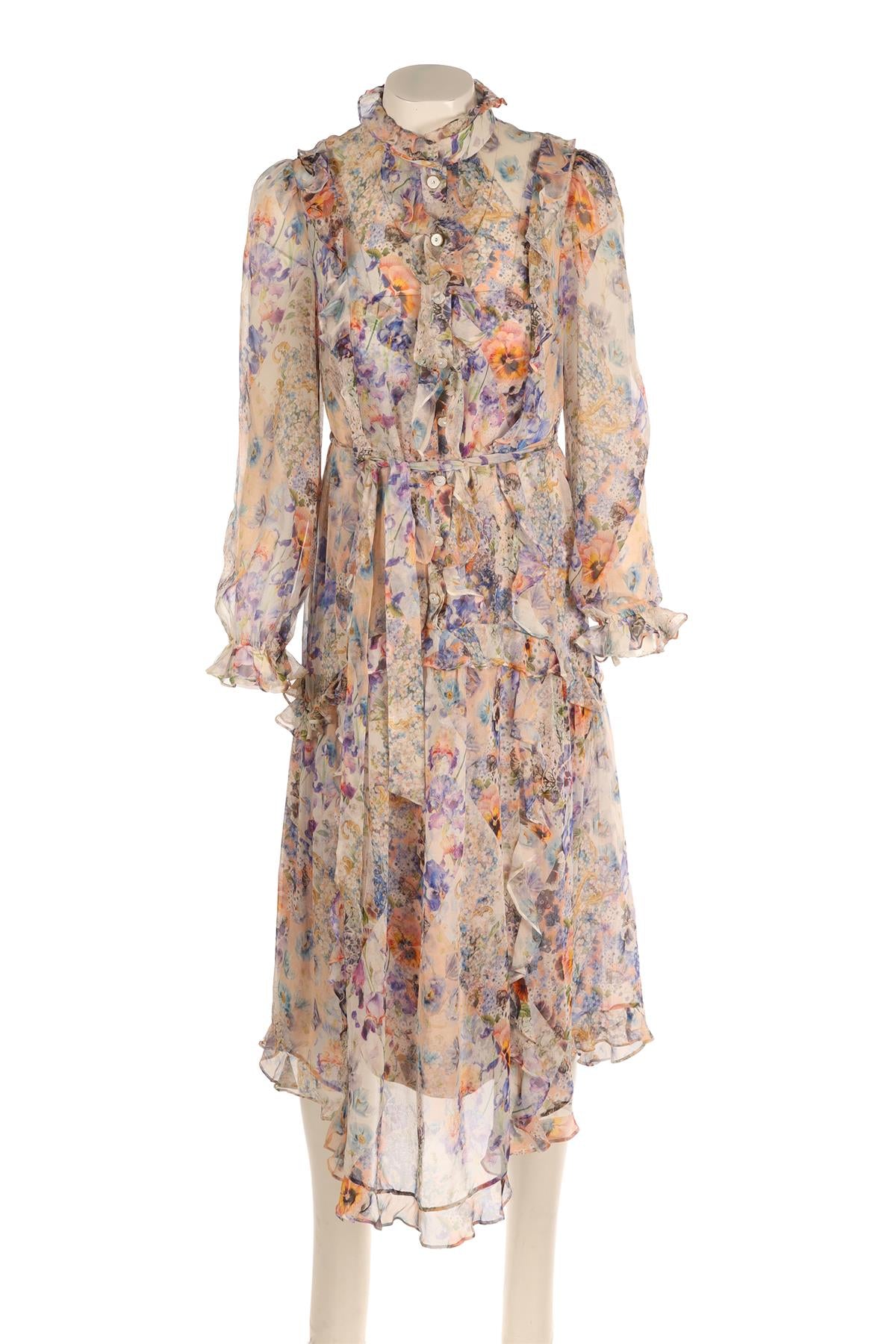 ZIMMERMANN MULTI SILK MAXI DRESS 1 UK 10