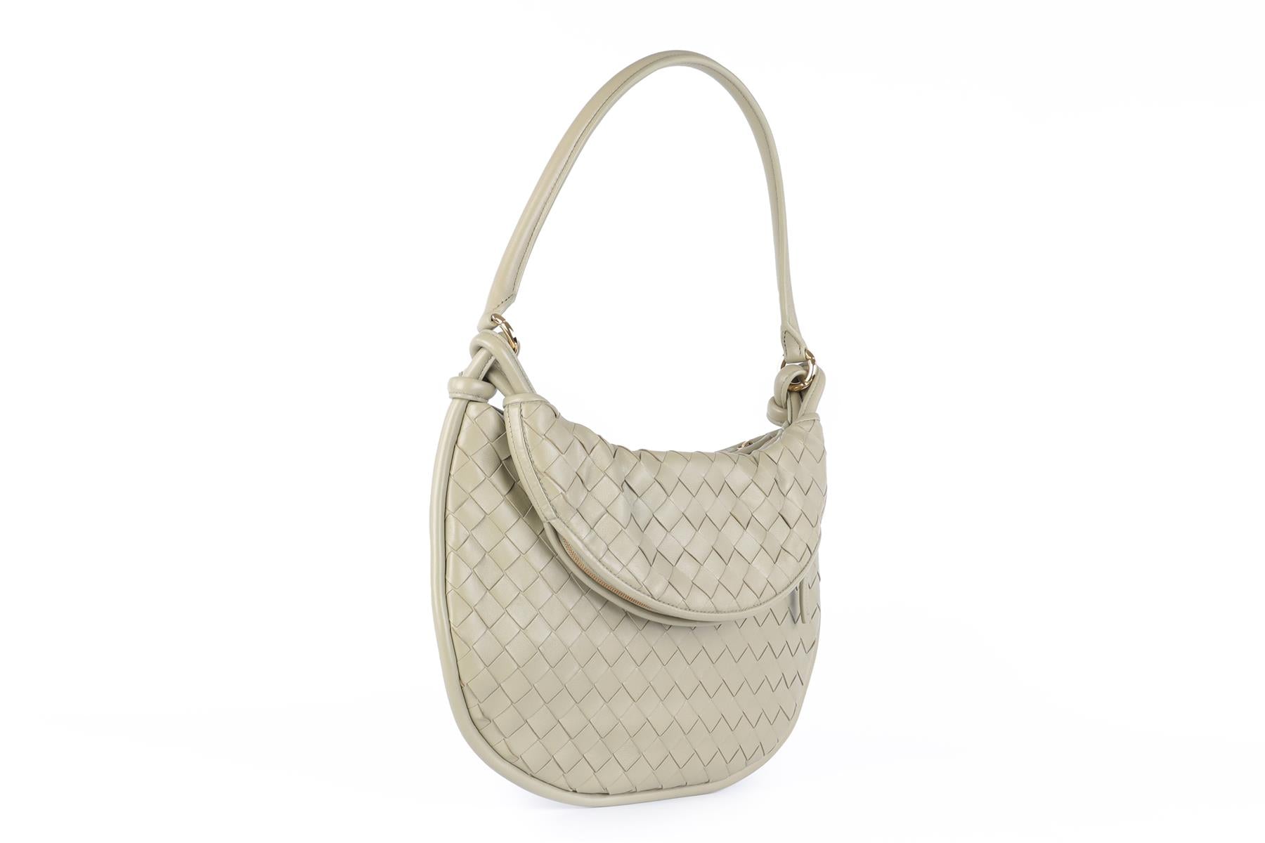 BOTTEGA VENETA GREEN GEMELLI MEDIUM INTRECCIATO LEATHER SHOULDER BAG