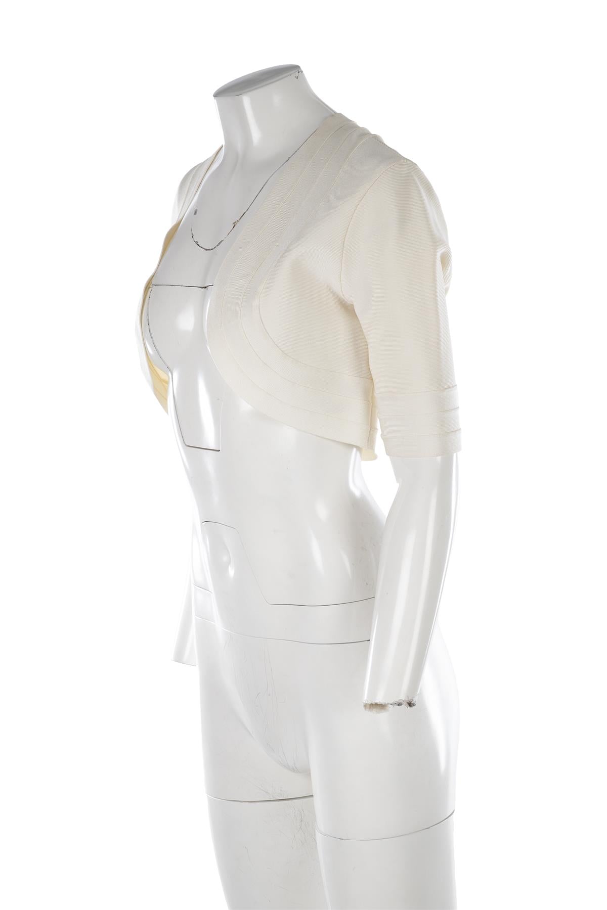 HERVE LEGER IVORY BANDAGE JACKET SMALL