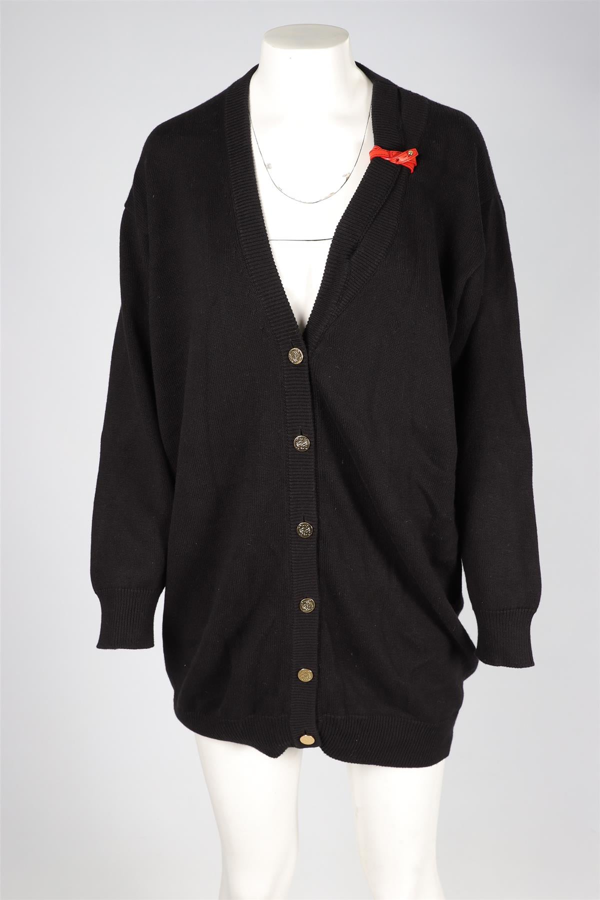LOEWE BLACK WOOL CARDIGAN XSMALL