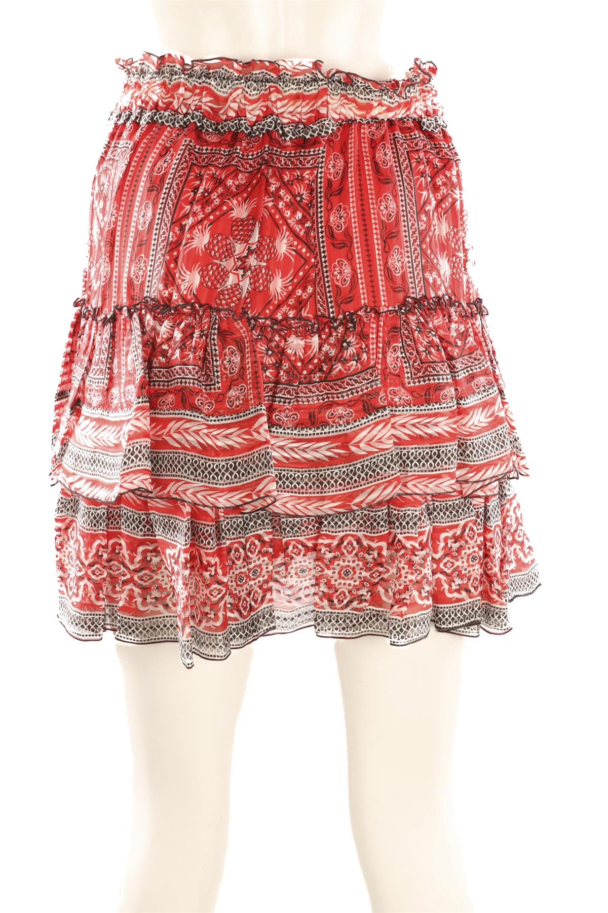 ISABEL MARANT RED SILK MINI SKIRT FR 38 UK 10