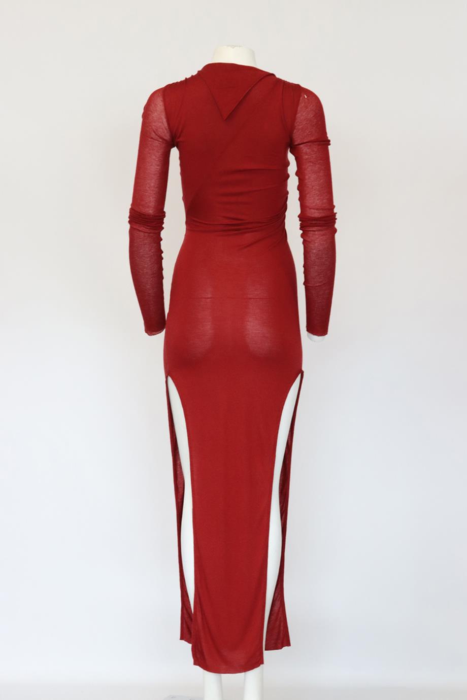 RICK OWENS LILLES CUTOUT STRETCH JERSEY MIDI DRESS IT 38 UK 6