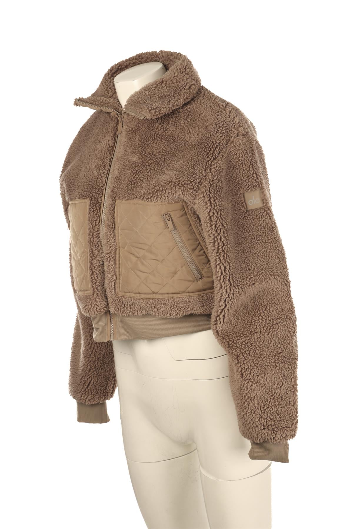 ALO YOGA TAUPE FLEECE JACKET SMALL
