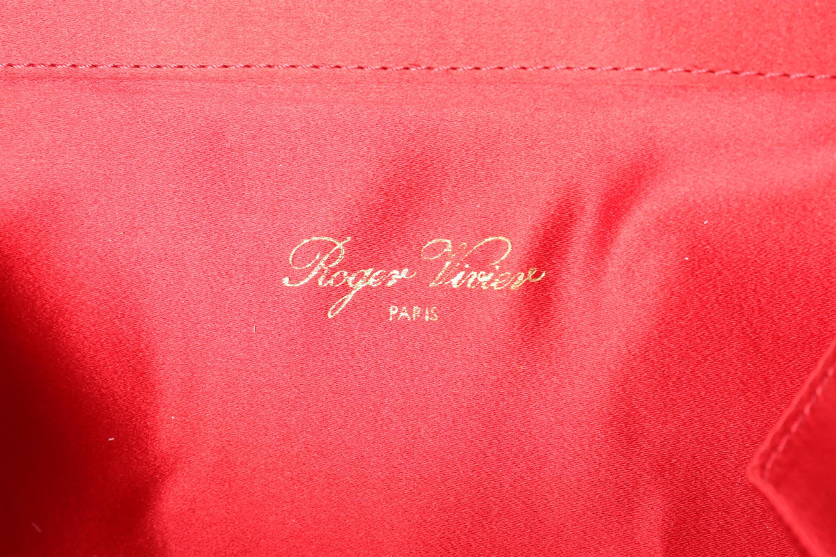ROGER VIVIER RED MINI VELVET CLUTCH