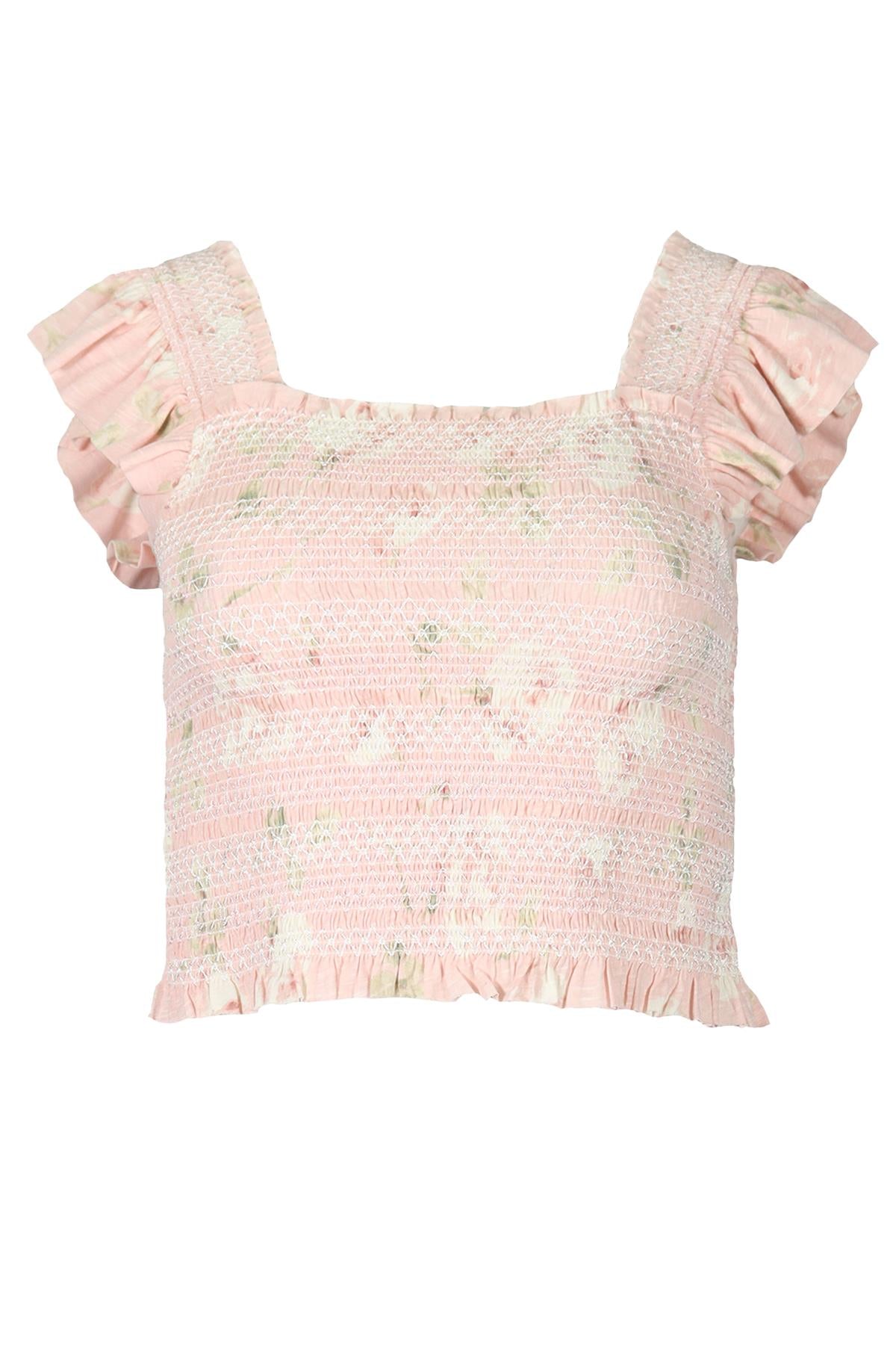 LOVESHACKFANCY CROPPED COTTON TOP MEDIUM