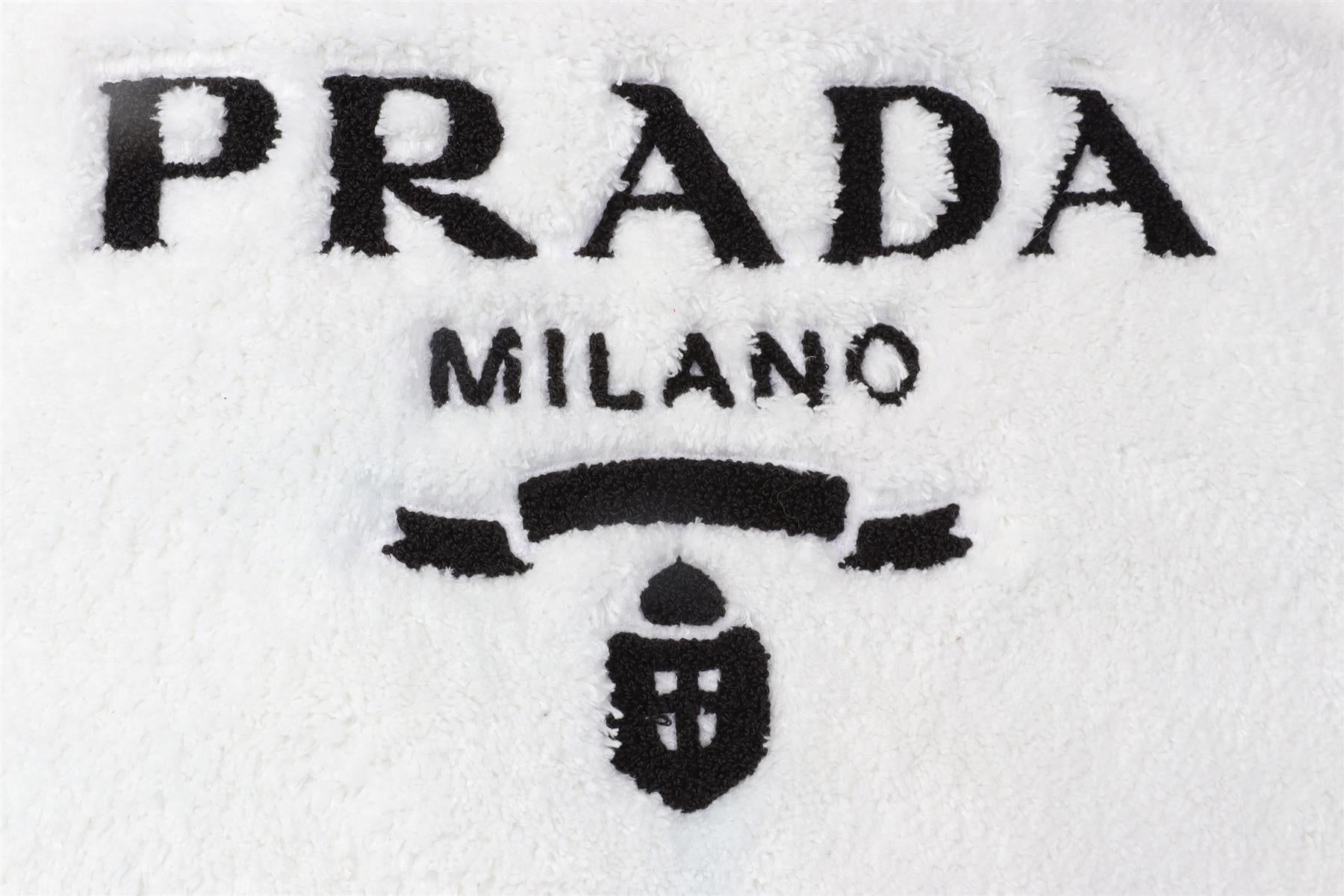PRADA WHITE TERRY CLOTH TOTE BAG