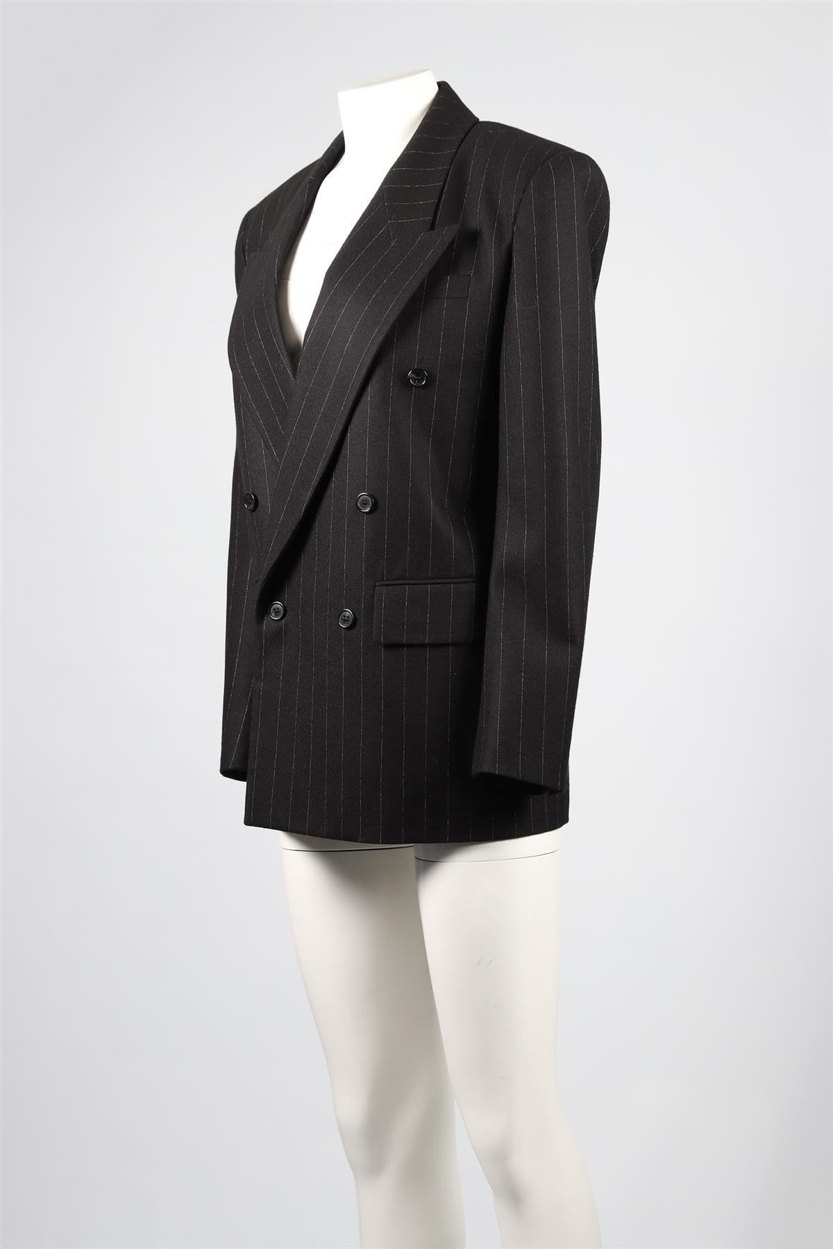 SAINT LAURENT BLACK WOOL BLEND BLAZER FR 46 UK 18