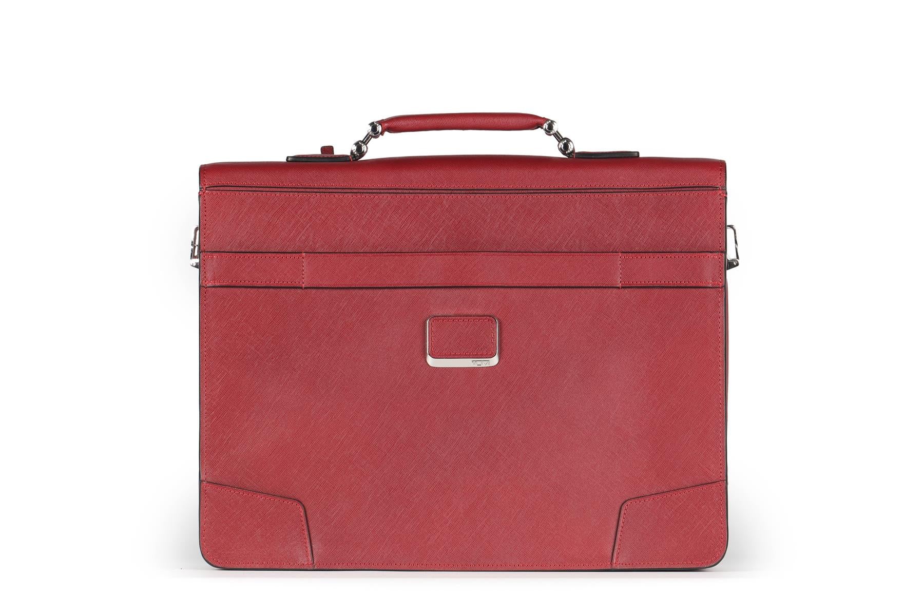 TUMI + DAVID HART RED LOL LEATHER TOTE BAG