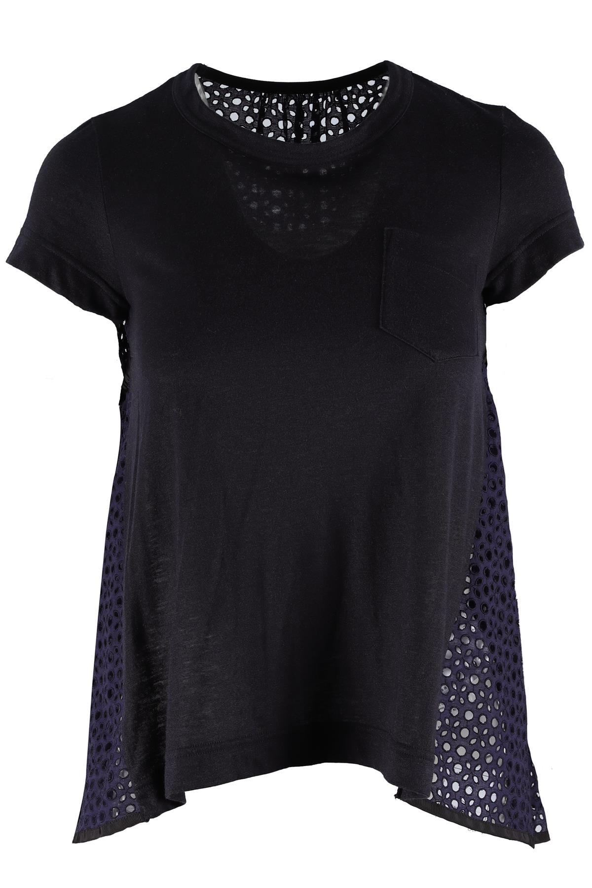 SACAI NAVY COTTON TOP UK 8