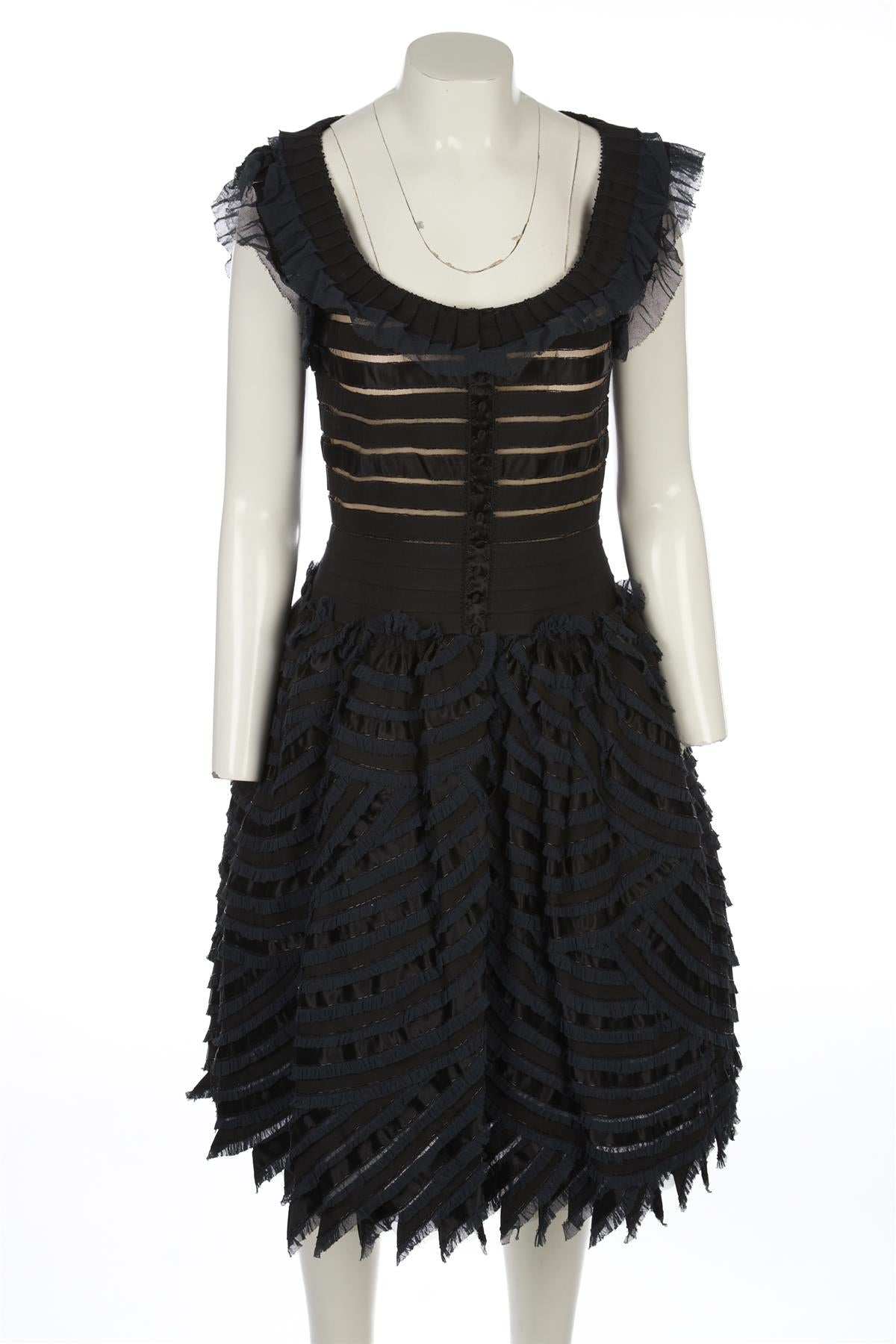 OSCAR DE LA RENTA BLACK TULLE DRESS US 4 UK 8