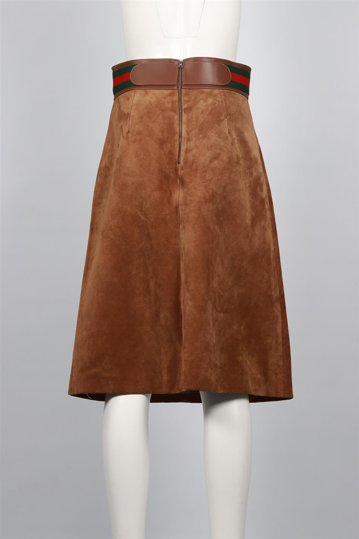 GUCCI BROWN SUEDE MIDI SKIRT IT 42 UK 10