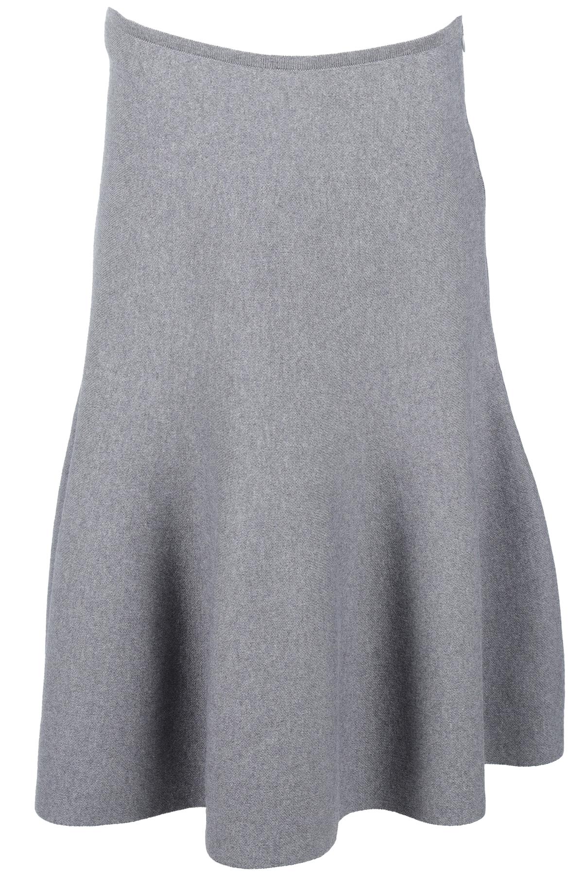 KHAITE GREY WOOL MIDI SKIRT MEDIUM
