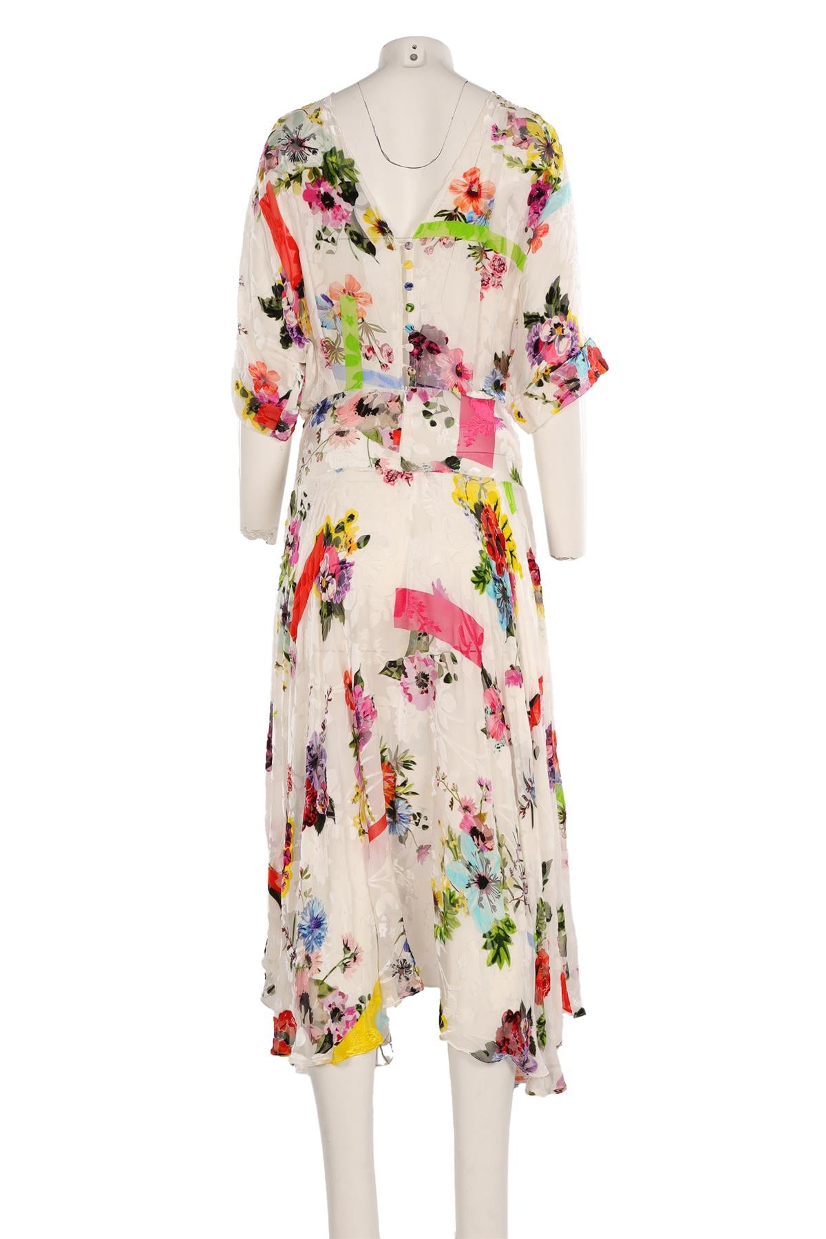PREEN BY THORNTON BREGAZZI MULTI SILK MAXI DRESS SMALL