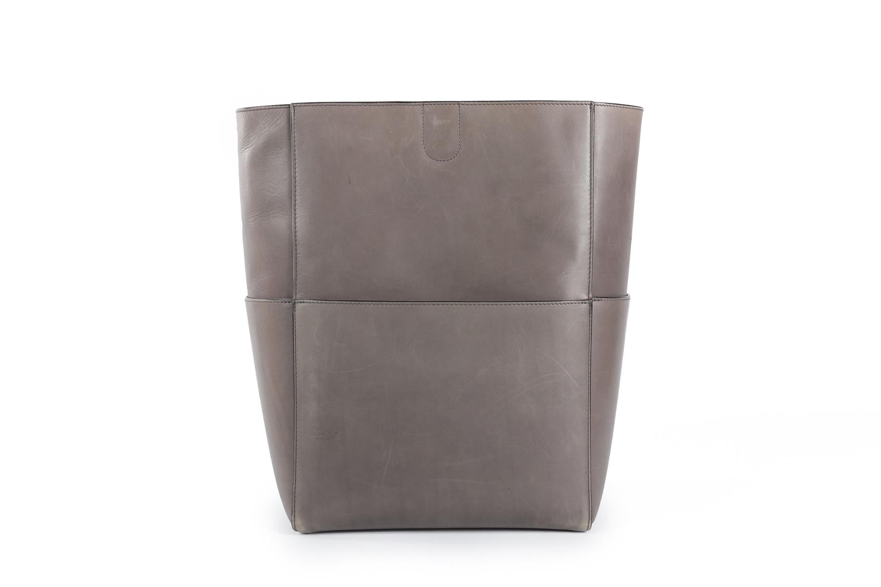 CELINE GREY SANGLE LEATHER SHOULDER BAG