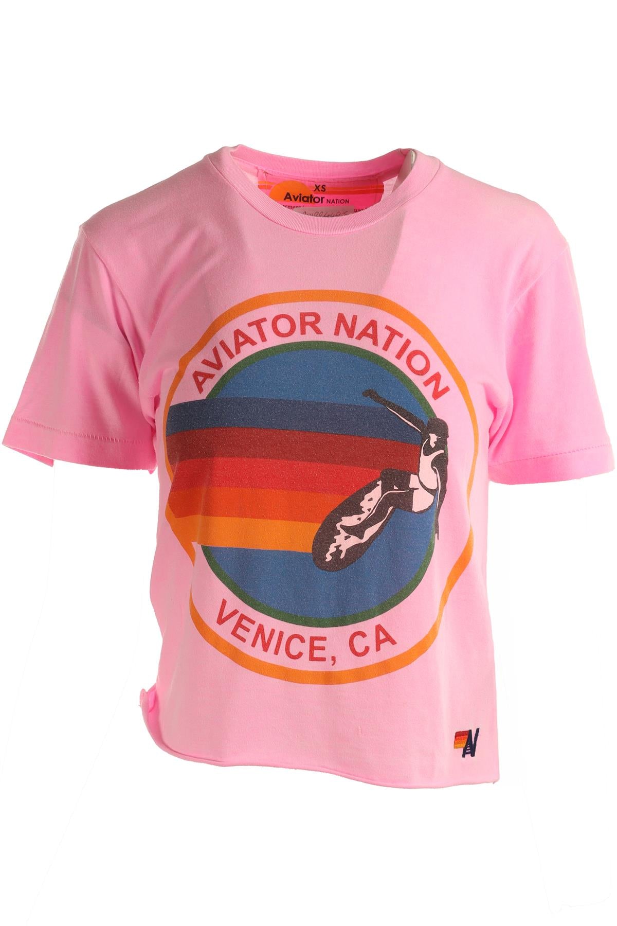 AVIATOR NATION PINK COTTON T-SHIRT XSMALL