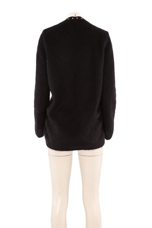 SAINT LAURENT BLACK MOHAIR CARDIGAN XSMALL