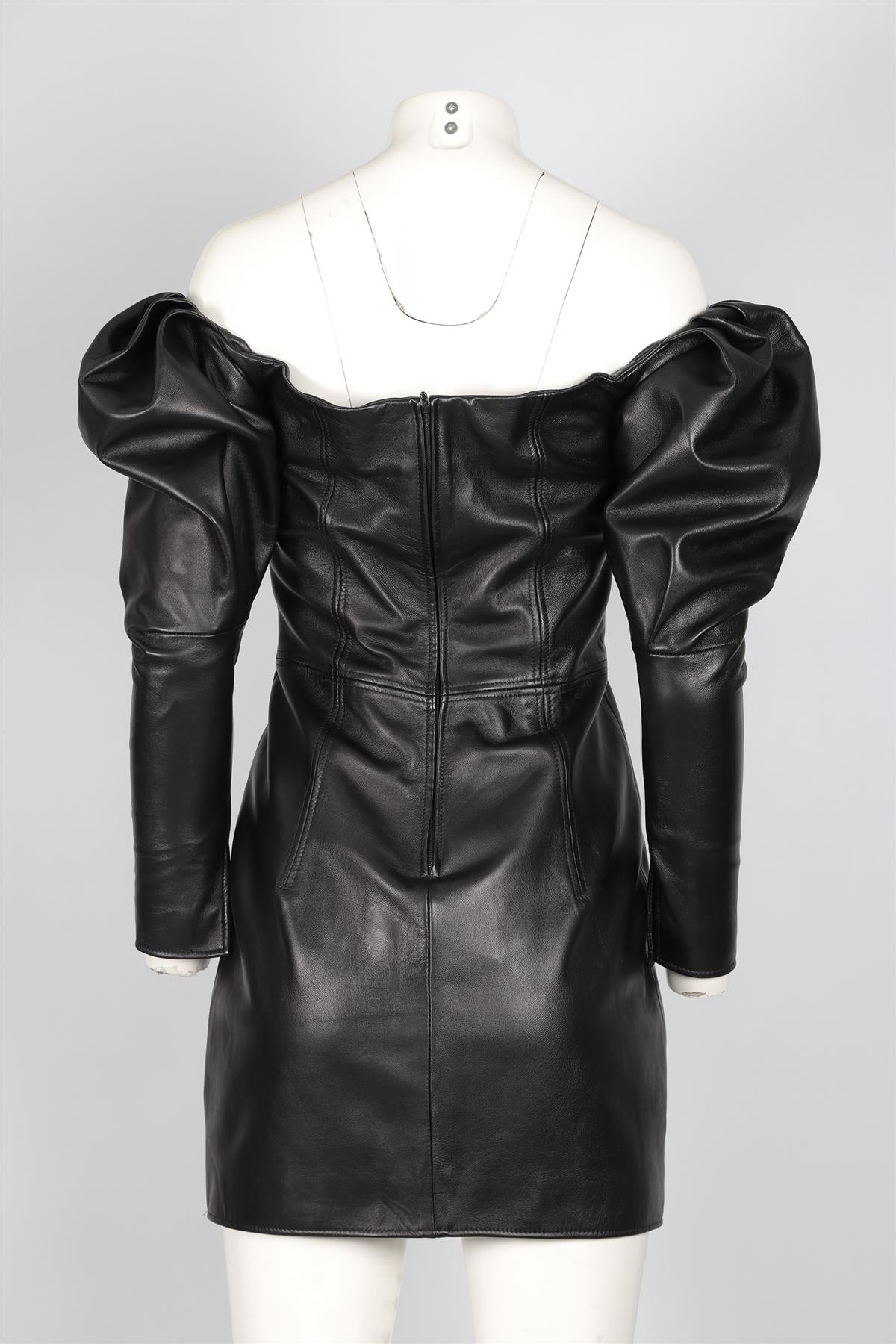 16ARLINGTON BLACK LEATHER MINI DRESS UK 10