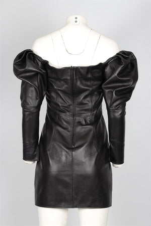 16ARLINGTON BLACK LEATHER MINI DRESS UK 10