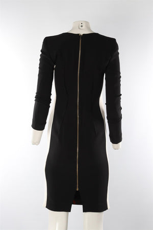 ROLAND MOURET BLACK CREPE MIDI DRESS UK 10