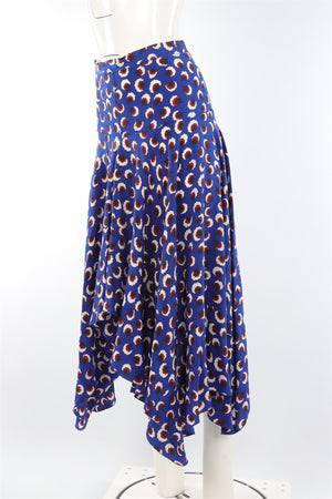 STELLA MCCARTNEY BLUE SILK MAXI SKIRT IT 38 UK 6